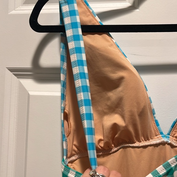 NWOT J. Crew Ruched Gingham One-Piece green blue - Picture 8 of 8